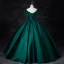 Elegant Dark Green Satin Prom Dresses 2024 Ball Gown Strapless Sleeveless Backless Floor-Length / Long Prom Formal Dresses