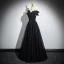 Elegant Black Beading Sequins Prom Dresses 2024 A-Line / Princess Off-The-Shoulder Short Sleeve Backless Floor-Length / Long Formal Dresses