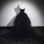 Sexy Noire Robe De Bal 2024 Trompette / Sirène Bustier Sans Manches Dos Nu Train De Balayage Robe De Ceremonie