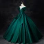 Elegant Dark Green Satin Prom Dresses 2024 Ball Gown Strapless Sleeveless Backless Floor-Length / Long Prom Formal Dresses