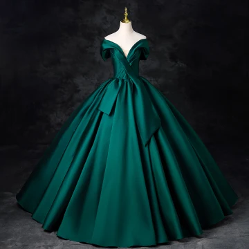 Élégant Vert Foncé Satin Robe De Bal 2024 Robe Boule Bustier Sans Manches Dos Nu Longue Promo Robe De Ceremonie