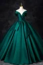 Elegant Dark Green Satin Prom Dresses 2024 Ball Gown Strapless Sleeveless Backless Floor-Length / Long Prom Formal Dresses