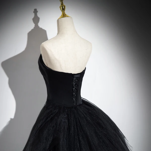 Sexy Noire Robe De Bal 2024 Trompette / Sirène Bustier Sans Manches Dos Nu Train De Balayage Robe De Ceremonie