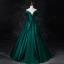 Elegant Dark Green Satin Prom Dresses 2024 Ball Gown Strapless Sleeveless Backless Floor-Length / Long Prom Formal Dresses