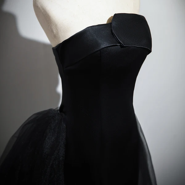 Sexy Noire Robe De Bal 2024 Trompette / Sirène Bustier Sans Manches Dos Nu Train De Balayage Robe De Ceremonie