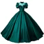 Elegant Dark Green Satin Prom Dresses 2024 Ball Gown High Neck Short Sleeve Backless Floor-Length / Long Prom Formal Dresses