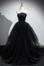Sexy Noire Robe De Bal 2024 Trompette / Sirène Bustier Sans Manches Dos Nu Train De Balayage Robe De Ceremonie
