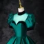 Elegant Dark Green Satin Prom Dresses 2024 Ball Gown High Neck Short Sleeve Backless Floor-Length / Long Prom Formal Dresses