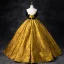 Élégant Noire Doré Impression Robe De Bal 2024 Robe Boule Bustier Sans Manches Dos Nu Longue Promo Robe De Ceremonie
