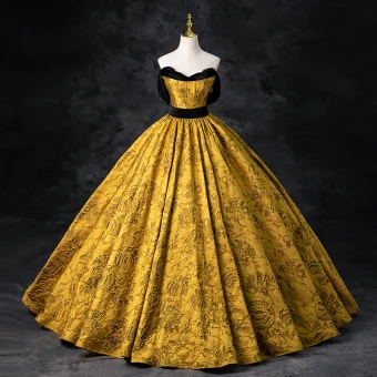 Elegant Black Gold Printing Prom Dresses 2024 Ball Gown Strapless Sleeveless Backless Floor Length Long Prom Formal Dresses