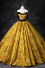 Élégant Noire Doré Impression Robe De Bal 2024 Robe Boule Bustier Sans Manches Dos Nu Longue Promo Robe De Ceremonie