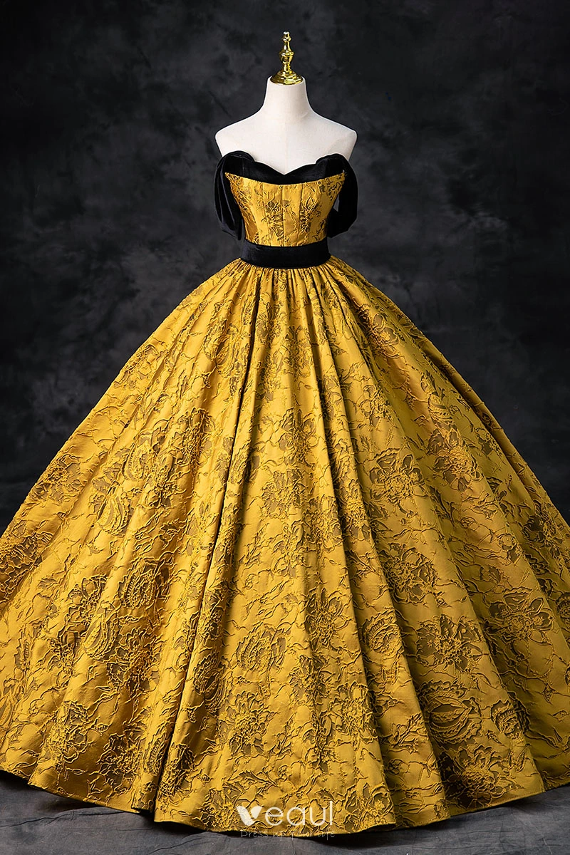 Elegant Black Gold Printing Prom Dresses 2024 Ball Gown Strapless Sleeveless Backless Floor Length Long Prom