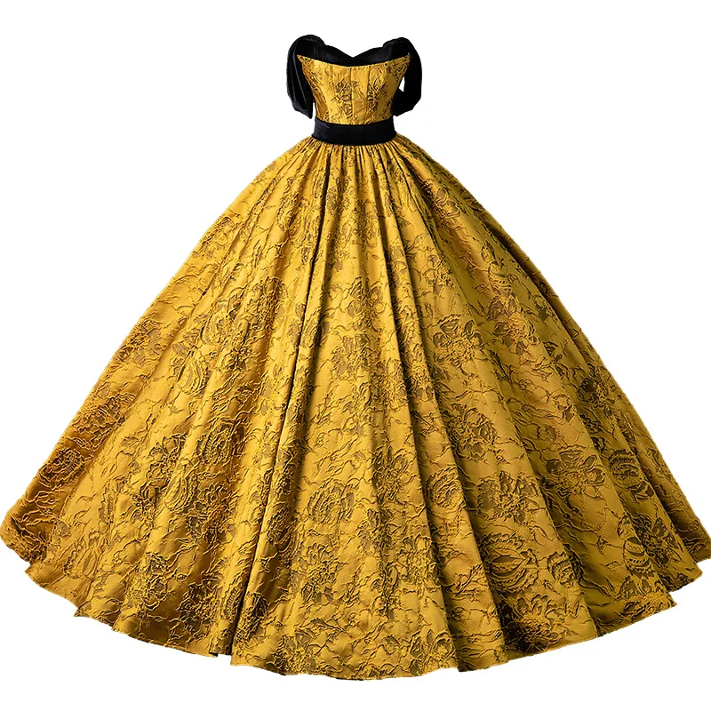 Elegant Black Gold Printing Prom Dresses 2024 Ball Gown Strapless Sleeveless Backless Elegant Black Gold Printing Prom Dresses 2024 Ball Gown Strapless Sleeveless Backless