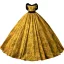 Élégant Noire Doré Impression Robe De Bal 2024 Robe Boule Bustier Sans Manches Dos Nu Longue Promo Robe De Ceremonie