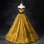 Élégant Noire Doré Impression Robe De Bal 2024 Robe Boule Bustier Sans Manches Dos Nu Longue Promo Robe De Ceremonie
