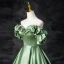 Elegant Sage Green Prom Dresses 2024 Ball Gown Ruffle Off-The-Shoulder Short Sleeve Backless Floor-Length / Long Prom Formal Dresses
