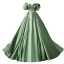 Elegant Sage Green Prom Dresses 2024 Ball Gown Ruffle Off-The-Shoulder Short Sleeve Backless Floor-Length / Long Prom Formal Dresses