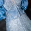 Glitzernden Himmelblau Perlenstickerei Pailletten Ballkleider 2024 A Linie Bandeau Rüschen Kurze Ärmel Rückenfreies Lange Ball Festliche Kleider