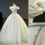 Elegant Sage Green Organza Sequins Prom Dresses 2023 Ball Gown Off-The-Shoulder Sleeveless Backless Floor-Length / Long Prom Formal Dresses