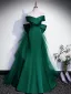 Vintage / Retro Royal Blue Satin Prom Dresses 2024 Trumpet / Mermaid Off-The-Shoulder Sleeveless Backless Bow Floor-Length / Long Formal Dresses