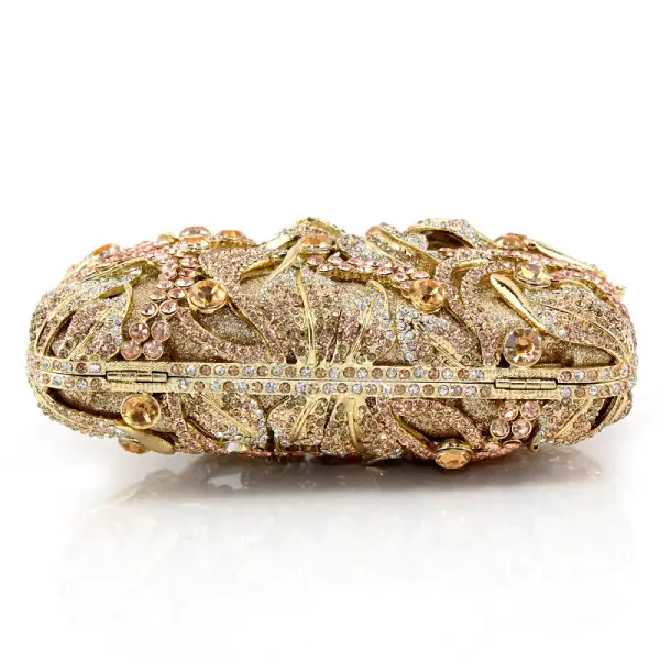 Szampan Frezowanie Kopertówki Przebili Rhinestone Metal Koktajlowe Wieczorowe Luksusowe Akcesoria 2019