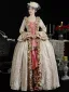 Vintage / Retro Medieval Beige Leaf Printing Prom Dresses 2024 Floor-Length / Long Lace U-Neck Cosplay A-Line / Princess Ball Gown Prom Formal Dresses