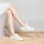 Bekväm Elfenben Brud Paljetter Spets Blomma Brudskor Sneakers 2022 Snörning Platt Pande Zote Toe Damskor