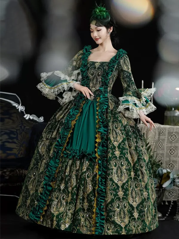 vintage green prom dresses Green Tulle Beads Long Prom Dress, Beautiful Off the Shoulder Party Dress US 4 / Green main image 1