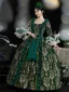 Vintage / Retro Medieval Dark Green Prom Dresses 2024 Crossed Straps Floor-Length / Long Lace U-Neck A-Line / Princess Cosplay Ball Gown Prom Formal Dresses