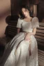 Western Elegant White Lace Flower Prom Dresses 2024 A-Line / Princess Square Neckline Puffy Short Sleeve Backless Bow Sash Floor-Length / Long Formal Dresses