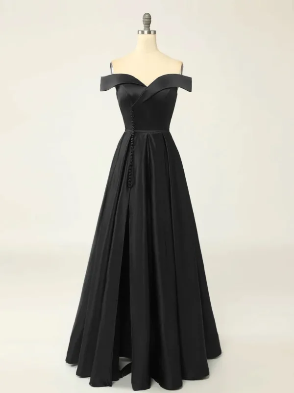 Vintage / Originale Vert Foncé Satin Fendue devant Robe De Bal 2024 Princesse Bretelles Spaghetti Sans Manches Dos Nu Longue Robe De Ceremonie