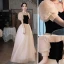 Chic / Beautiful Champagne Prom Dresses 2022 A-Line / Princess Square Neckline Puffy Short Sleeve Backless Floor-Length / Long Formal Dresses