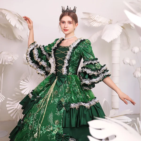Medieval Vintage Retro Dark Green Prom Dresses 2024 Embroidered Flower Square Neckline Medieval Vintage Retro Dark Green Prom Dresses 2024 Embroidered Flower Square Neckline