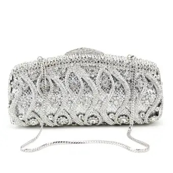 Luxury Gorgeous Silver Clutch Bags Metal Beading Pierced Rhinestone Handmade Wedding Cocktail Party Evening Party Accessories 2019
