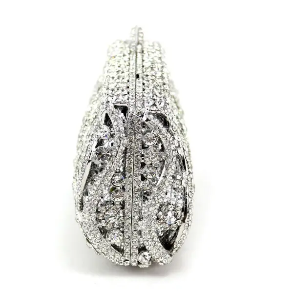 Luxury / Gorgeous Silver Clutch Bags Metal Beading Pierced Rhinestone Handmade Wedding Cocktail Party Evening Party Accessories 2019