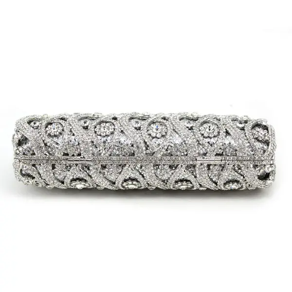 Luxury / Gorgeous Silver Clutch Bags Metal Beading Pierced Rhinestone Handmade Wedding Cocktail Party Evening Party Accessories 2019