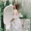 Flower Fairy Ivory Printing Prom Dresses 2022 A-Line / Princess Off-The-Shoulder Short Sleeve Backless Floor-Length / Long Formal Dresses