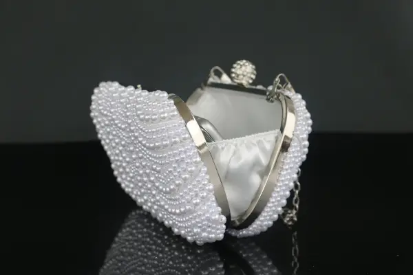 Luxury / Gorgeous White Clutch Bags Beading Pearl Rhinestone Handmade Wedding Cocktail Party Evening Party Prom Accessories 2019