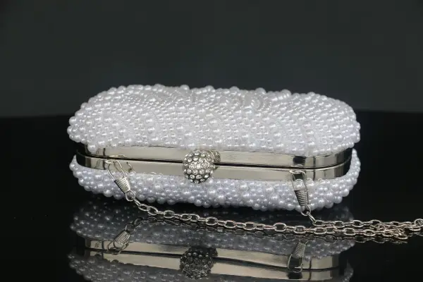 Luxury / Gorgeous White Clutch Bags Beading Pearl Rhinestone Handmade Wedding Cocktail Party Evening Party Prom Accessories 2019