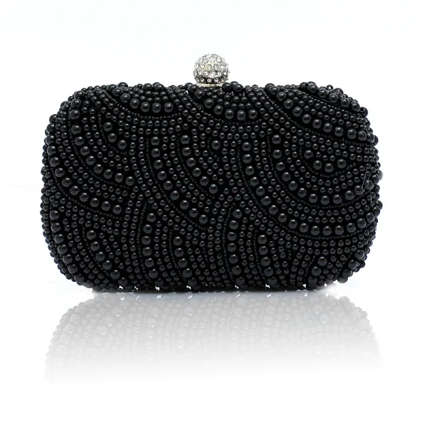 Luxury / Gorgeous White Clutch Bags Beading Pearl Rhinestone Handmade Wedding Cocktail Party Evening Party Prom Accessories 2019