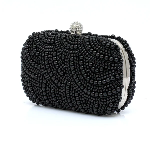 Luxury / Gorgeous White Clutch Bags Beading Pearl Rhinestone Handmade Wedding Cocktail Party Evening Party Prom Accessories 2019