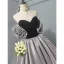 Elegant Silver Grey Ruffle Prom Dresses 2023 Ball Gown Strapless Sleeveless Backless Floor-Length / Long Prom Formal Dresses