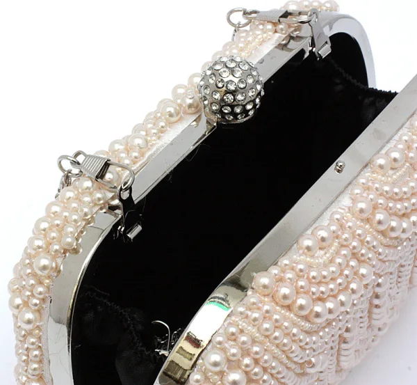 Luxury / Gorgeous White Clutch Bags Beading Pearl Rhinestone Handmade Wedding Cocktail Party Evening Party Prom Accessories 2019