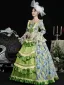 Vintage / Retro Medieval Lime Green Floral Prom Dresses 2024 Printing Floor-Length / Long Lace Cosplay Long Sleeve A-Line / Princess Ball Gown Prom Formal Dresses
