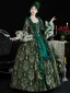 Vintage / Retro Medieval Dark Green Prom Dresses 2024 Crossed Straps Floor-Length / Long Lace U-Neck A-Line / Princess Cosplay Ball Gown Prom Formal Dresses
