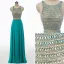 Sparkly Rhinestone Prom Dresses 2017 A-Line / Princess Scoop Neck Sleeveless Heart-shaped Backless Beading Sequins Jade Green Chiffon Floor-Length / Long Formal Dresses