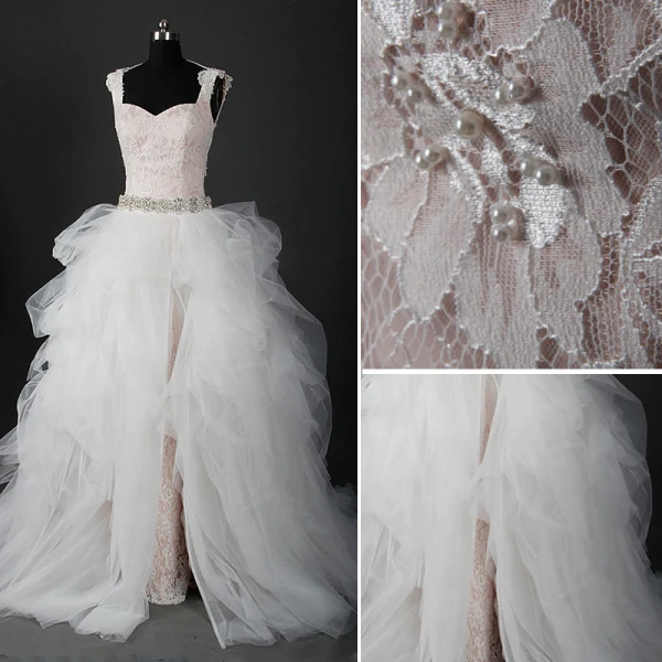 Stunning Champagne Wedding Dresses 2017 Ball Gown Outdoor / Garden Sleeveless Appliques Lace Tulle Beading Pearl Backless Court Train
