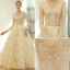 Élégant Ivoire Robe De Mariée 2018 Princesse V-Cou Perlage Ceinture Volants Chapel Train