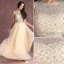 Bling Bling 2 Piece Nude Prom Dresses 2017 A-Line / Princess Scoop Neck Sleeveless Ruffle Organza Beading Sequins Floor-Length / Long Formal Dresses