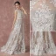 Romantique Plage Champagne Robe De Mariée 2017 Princesse Manches Courtes Encolure Dégagée Appliques En Dentelle Train De Balayage